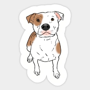 White Pitbull with Spots, Sitting Pittie Sticker